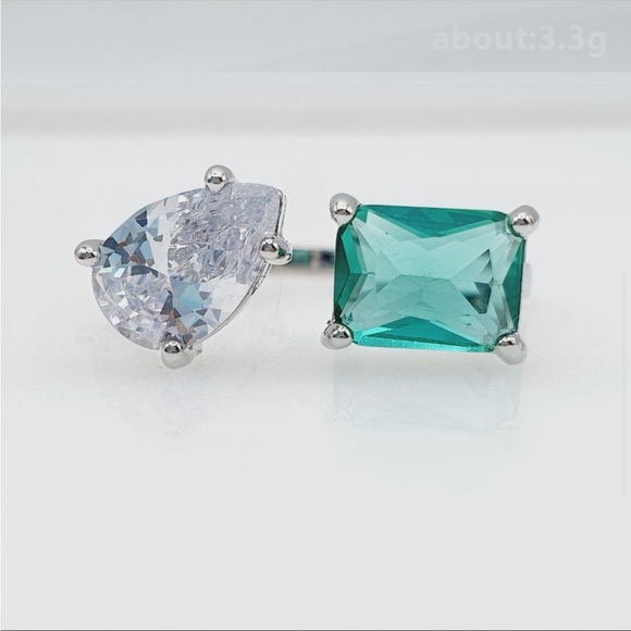 New 925 Silver Emerald CZ Trendy Wedding Ring - Picture 5 of 6